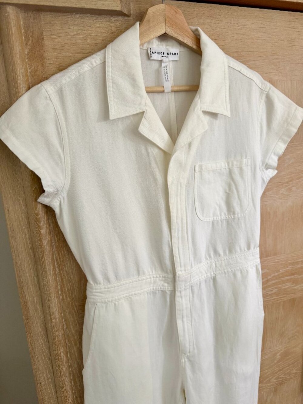 Apiece Apart Ivory Utility Jumpsuit Size 4 Cotton Twill Zip Front